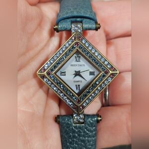 Heidi Daus Blue and Gold Square Watch